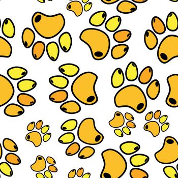 Cat or dog paw seamless pattern - animal footprint texture.
