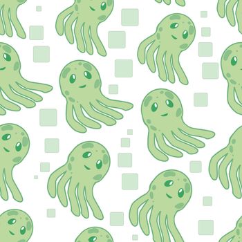 Cute happy jellyfish cartoon character sea animal illustration. Invertebrate animal sea fauna jellyfish medusa illustration. Nature animal aquatic medusa, aquarium tropical marine.
