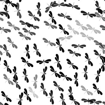 Seamless dragonfly or damselfly pattern background. Insect pattern with abstract cartoon dragonfly.