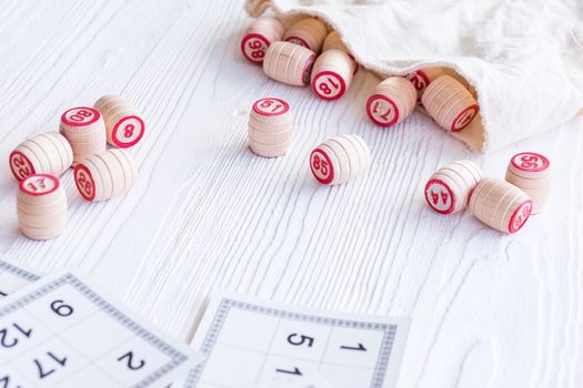 Board game lotto on white background, lottery