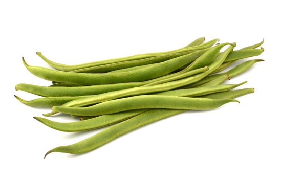 Fresh green runner beans, isolated on a white background
