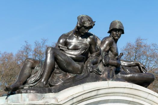 Statue on the Queen Victoria Memorial outside Buckingham Palace in London