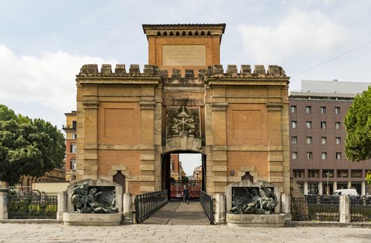 Frontal view of the Porta Galliera in Bologna. Italy