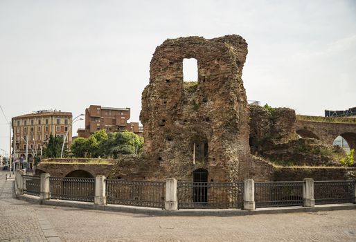 The ruins wall near Porta Galliera in Bologna, Italy