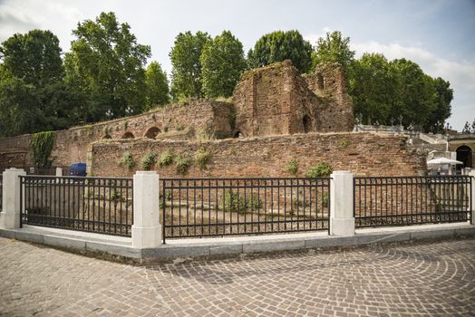 The ruins wall near Porta Galliera in Bologna, Italy