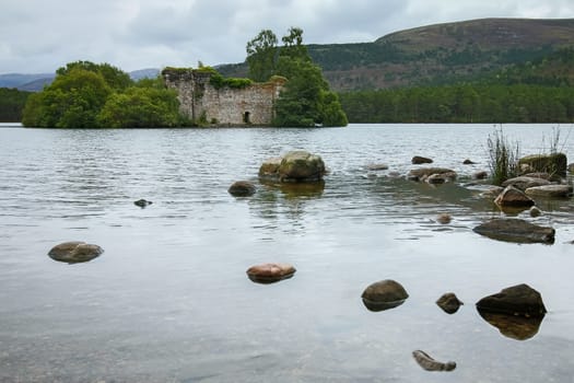 Castle in the Middle of Loch an Eilein near Aviemore Scotland