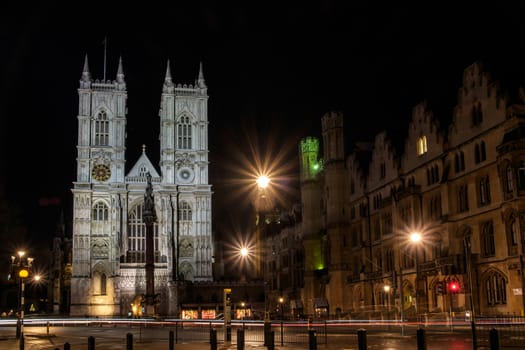 View of Westminster Abbey at Nighttime