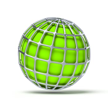 3d illustration of a green globe ball
