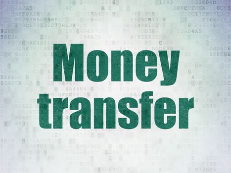 Banking concept: Painted green word Money Transfer on Digital Data Paper background