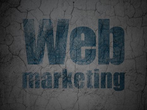 Web design concept: Blue Web Marketing on grunge textured concrete wall background