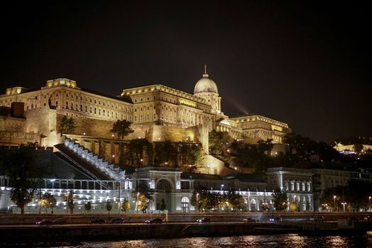 Buda Castle Illuminated at Night in Budapest