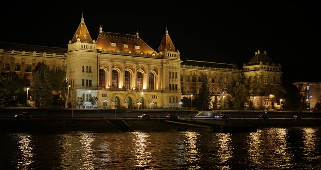 Hungarian Parliament Building Illumintaed at Night in Budapest