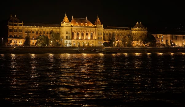 Hungarian Parliament Building Illumintaed at Night in Budapest