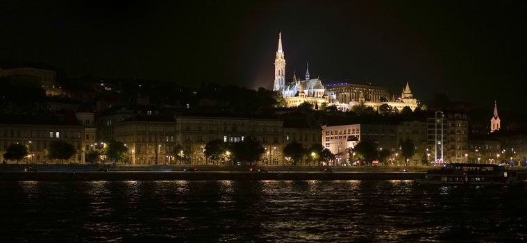 Matthias Church Illuminated at Night in Budapest