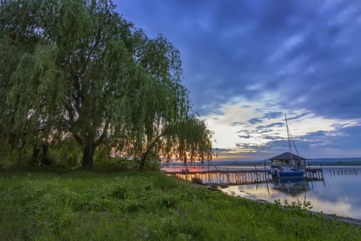 Sunset or blue hour in quiet beach near Varna, Bulgaria