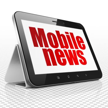 News concept: Tablet Computer with red text Mobile News on display, 3D rendering