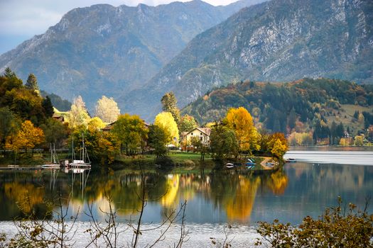 Scenic Autumn View over Lago d'Idro Italy