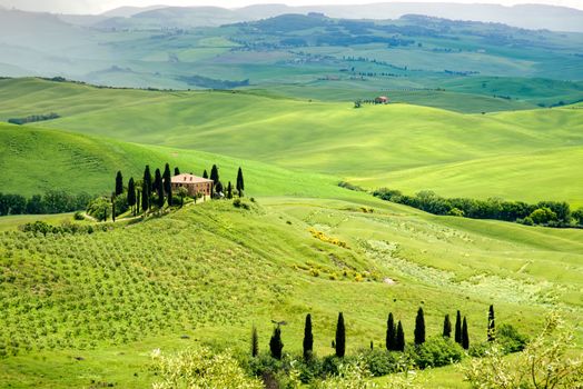 Farmland below Pienza in Tuscany