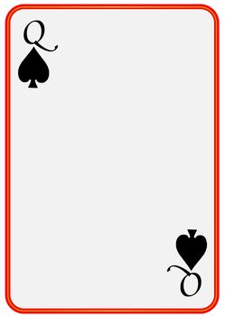 A blank Queen of Spades playing card over a white background