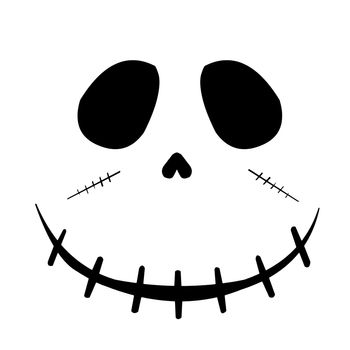 a black and white cartoon style zombie face