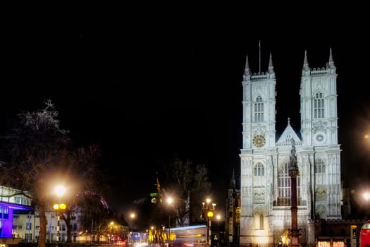 View of Westminster Abbey at Nighttime