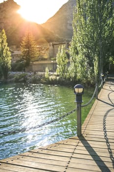 Wooden Bridge  in a river of Pirineos