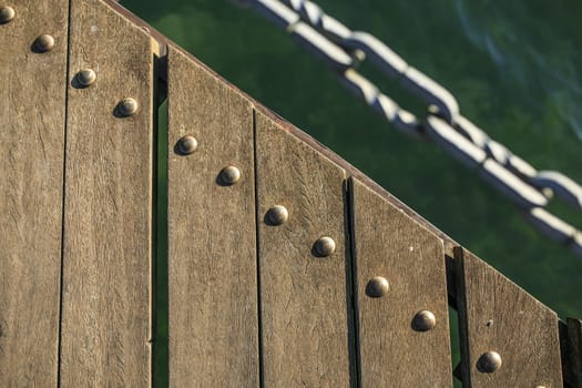 Wooden Bridge  in a river of Pirineos