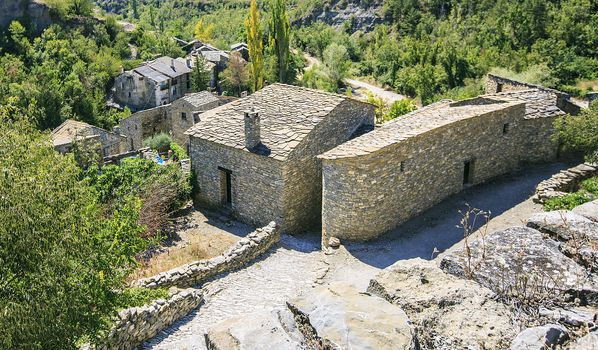 Stone church sited in a town of Spain, Montañana