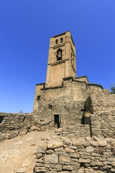 Stone church sited in a town of Spain, Montañana