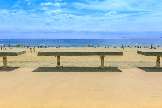 Stoned beaches in a row with its shadows