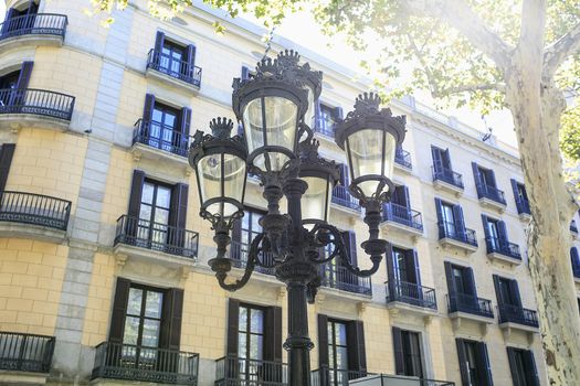 Tipycal street light sited in Barcelona