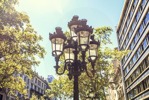 Tipycal street light sited in Barcelona