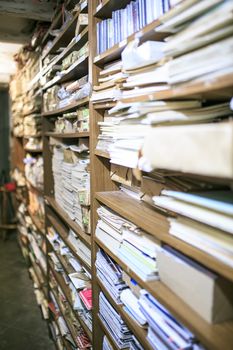 Group of old papers in a library