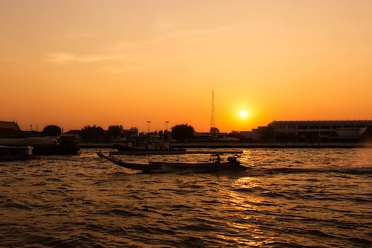 Landscape of Chao Phraya River in Bangkok, Thailand