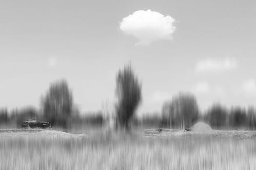 Abstract landscape in black and white