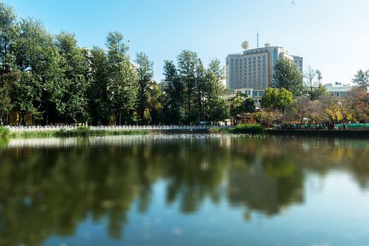Landscape of Green lake parks located at Kunming city, Yunnan, China