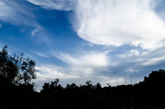 blue sky have cloud in winter season ,thai land ,have feeling happy