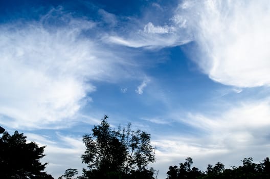 blue sky have cloud in winter season ,thai land ,have feeling happy