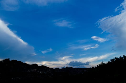 blue sky have cloud in winter season ,thai land ,have feeling happy