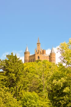 View of the castle of Hohenzollern in the municipality of bisingen in the state of Baden-Württemberg in German