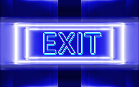 highly technological design of the neon sign of exit