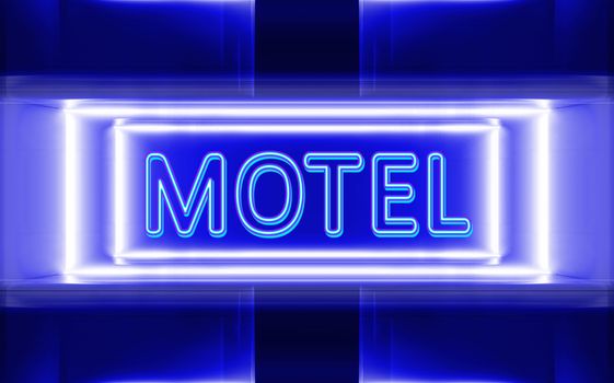 highly technological design of the neon sign of motel