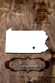 Poster Pennsylvania state map outline. Styling for tourism.