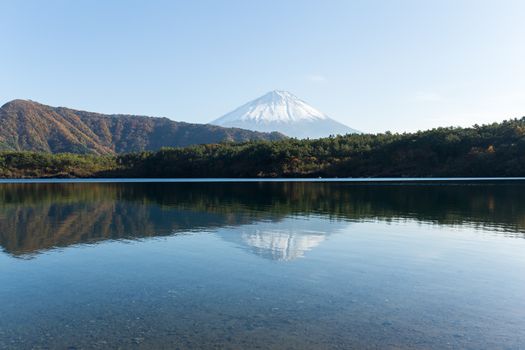 Mt Fuji with reflection on Saiko Lake