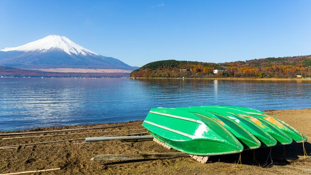 Mount Fuji and lake in japan