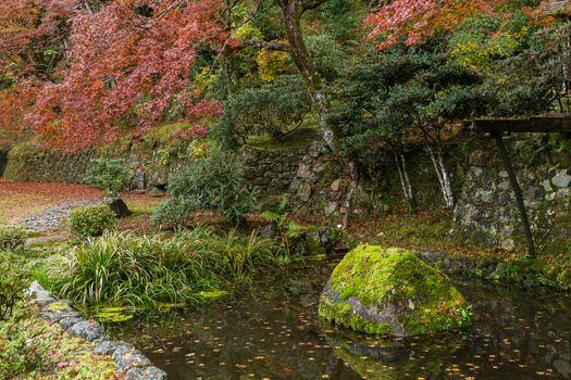 Japanese temple in autumn season