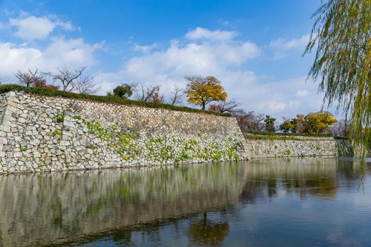 Traditional Himeji castle with blue sky