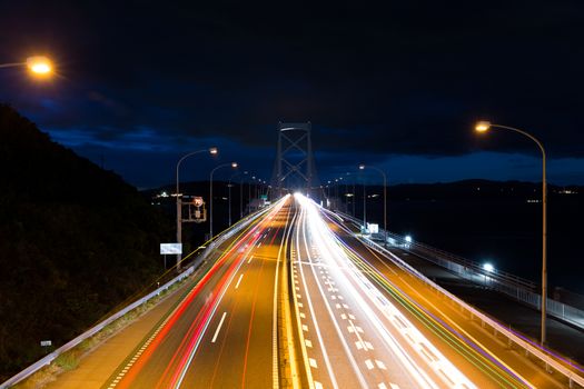 Highway with traffic at night