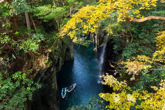 Takachiho Gorge in Japan at autumn season