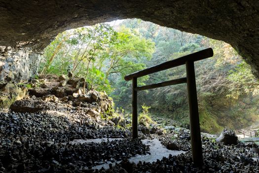 Torii in the cave in Japan